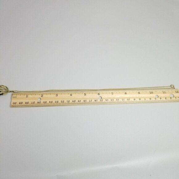 Vintage Blue Purple Glass Drop Shape Pendant Gold Tone Setting and 24 Inch Chain - Picture 7 of 8